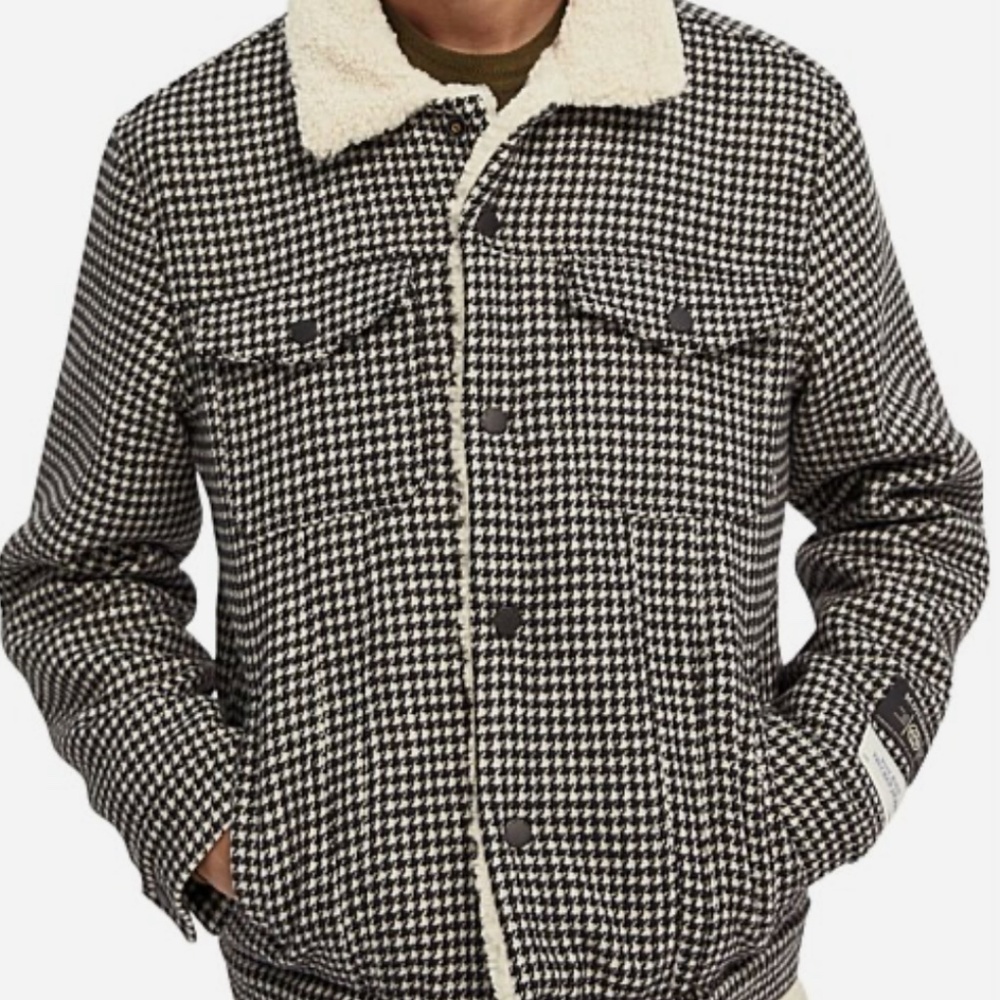 Scotch & Soda Sherpa Lined Houndstooth Trucker Jacket